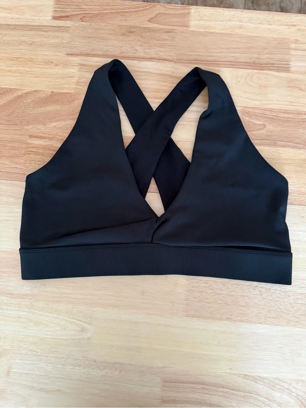 Fabletics2-Piece Ribbed Twist Bra & Split Hem Flare Legging Set - Black Size XXL